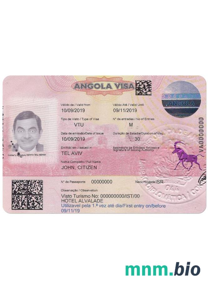 Angola visa w pełni edytowalny PSD